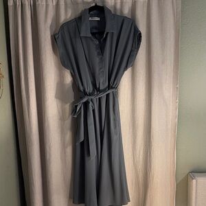 Wish Charcoal Button-Up Midi Dress